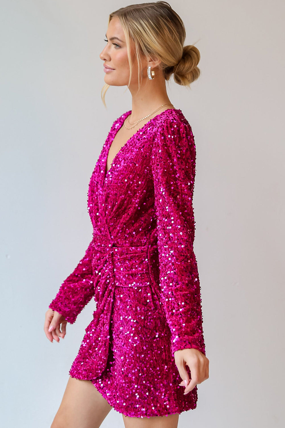 Pitaya Pink Velvet Mini Dress