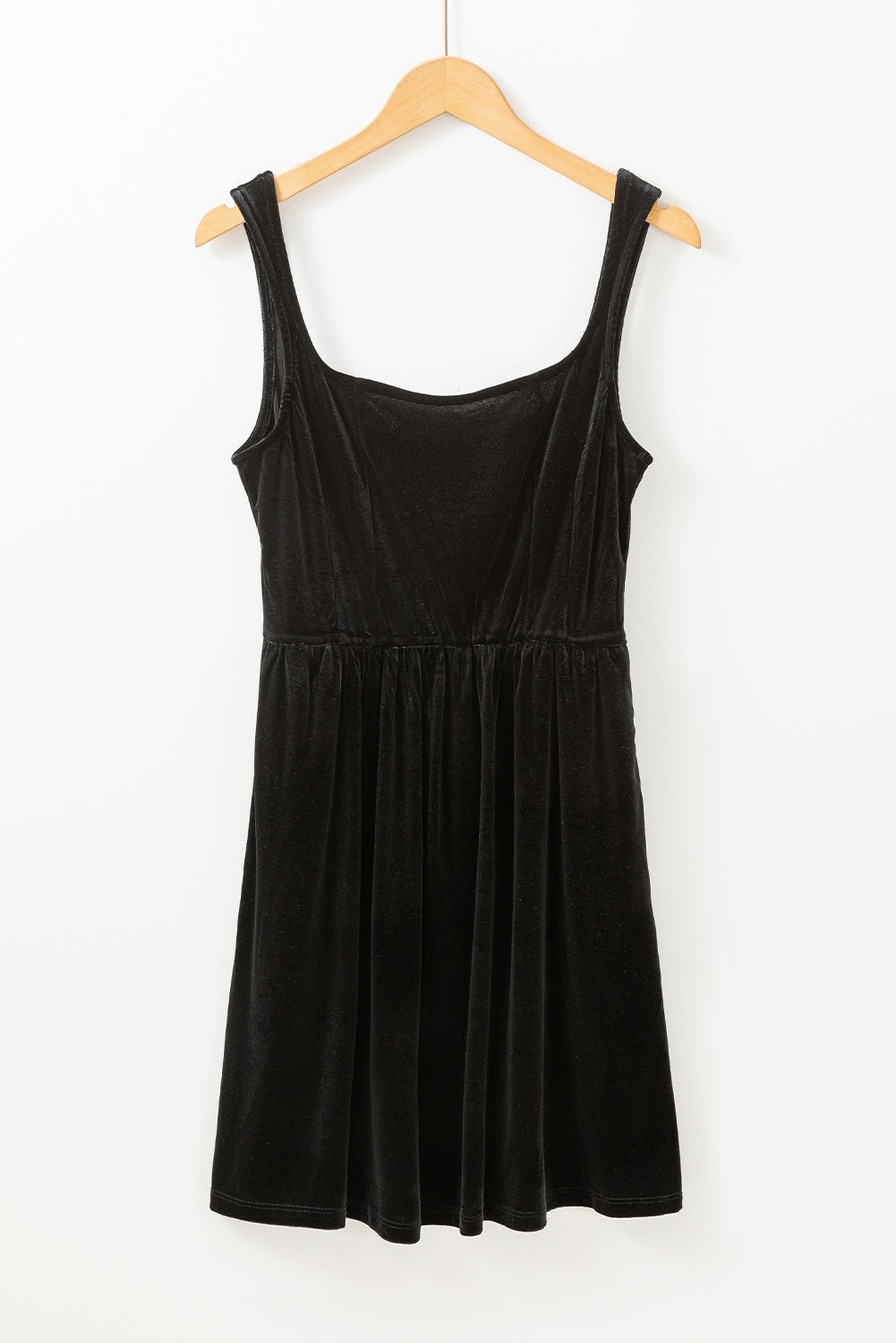 Black Velvet Mini Dress with Pockets