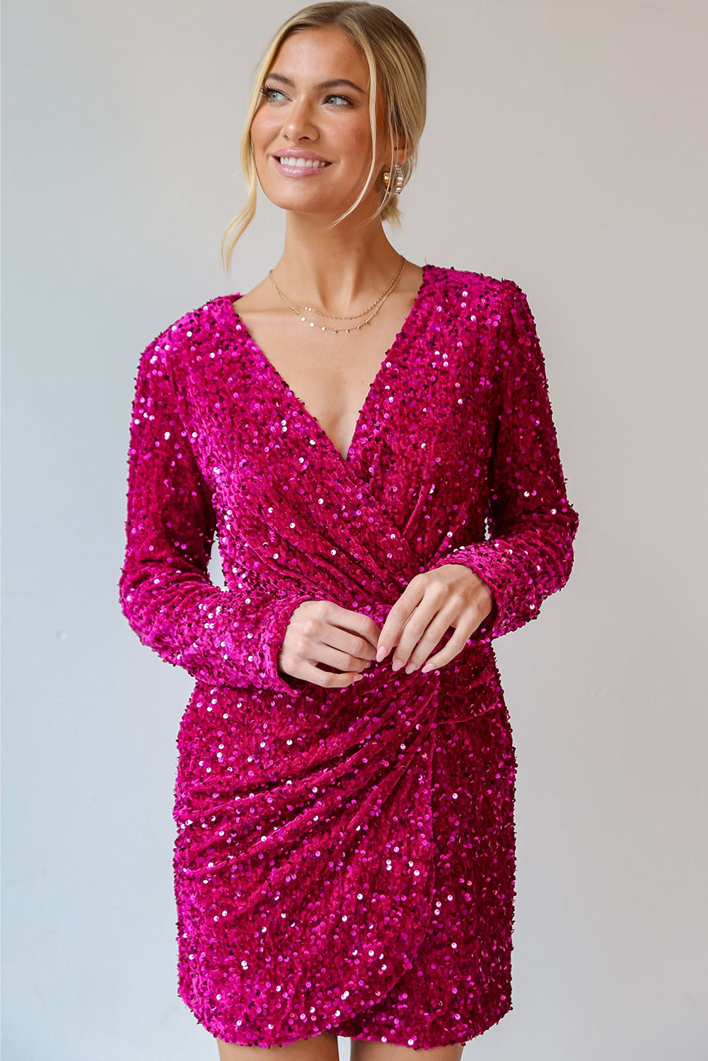 Pitaya Pink Velvet Mini Dress