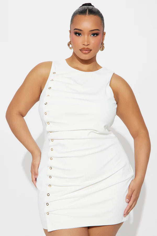 Brenna Ruched Mini Dress - White
