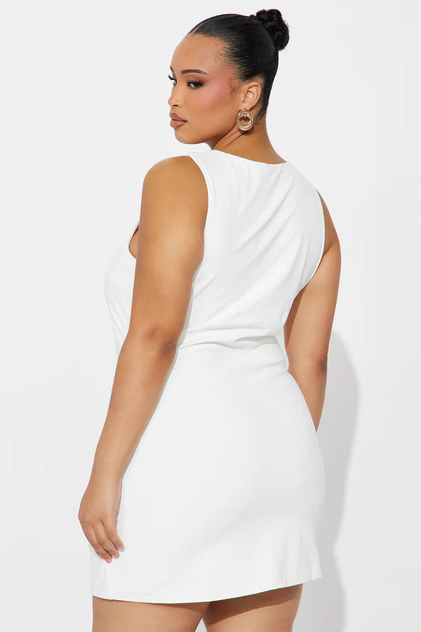 Brenna Ruched Mini Dress - White
