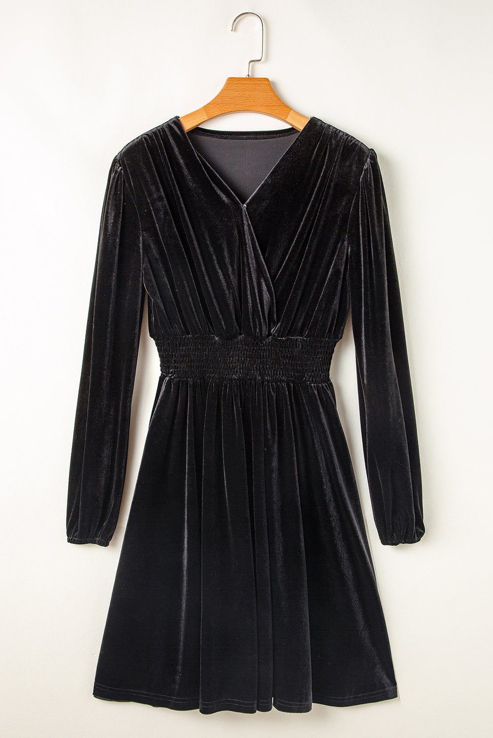 Black Velvet Long Sleeve Mini Dress