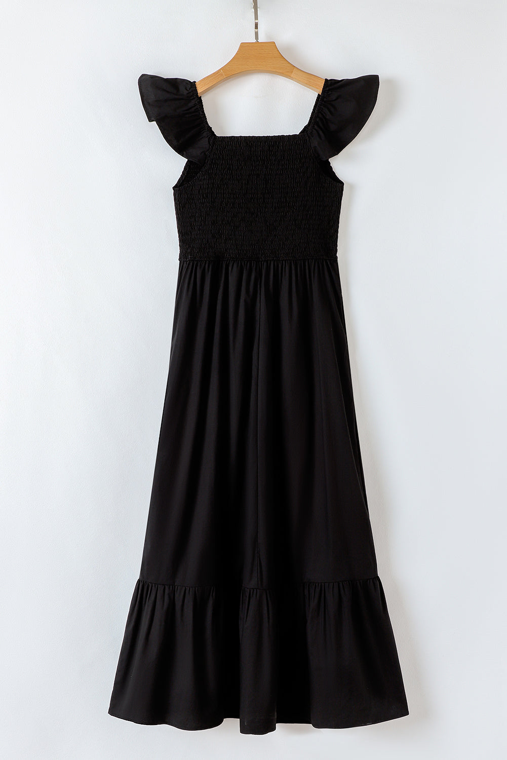 Black V Neck High Waist Maxi Dress