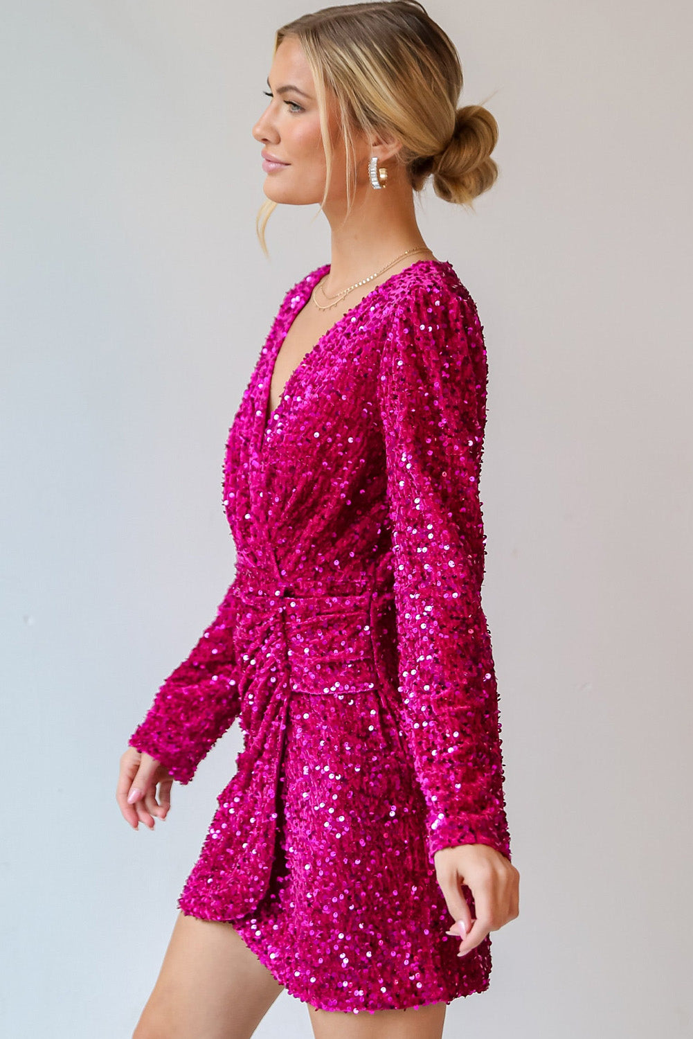 Pitaya Pink Velvet Mini Dress