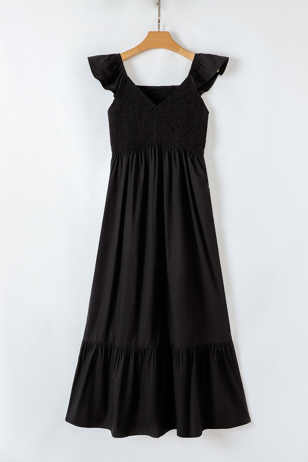 Black V Neck High Waist Maxi Dress