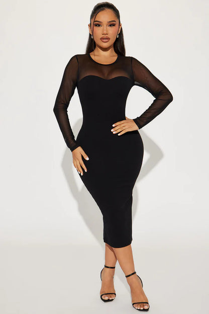 Madison Midi Dress - Black