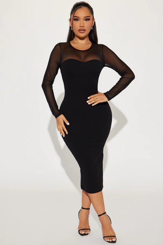 Madison Midi Dress - Black